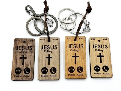 4 Schlüsselanhänger mit dem Text "Jesus Calling"