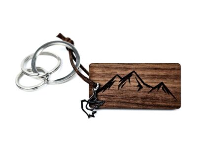 Schlüsselanhänger aus Edelholz graviert mit Bergmotiv