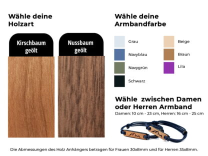 Auswahlmöglichkeiten Edelholz Armband.