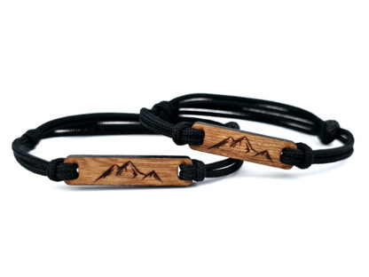 Edelholz-Armband mit Berggravur, Paracord Armband