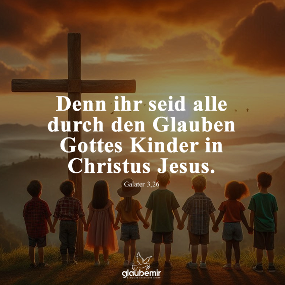 Denn ihr seid alle durch den Glauben Gottes Kinder in Christus Jesus. Galater 3,26