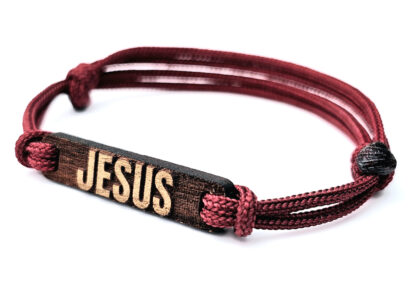 Holzarmband mit Gravur „Jesus“, Paracord – Bild 11