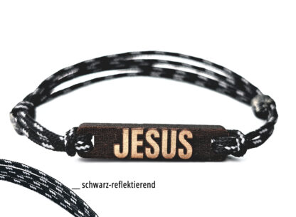 Holzarmband mit Gravur „Jesus“, Paracord – Bild 10