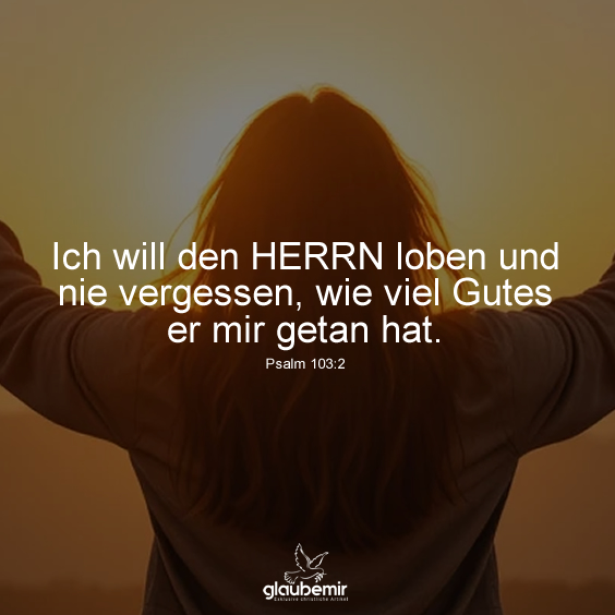 Ich will den HERRN loben und nie vergessen, wie viel Gutes er mir getan hat. Psalm 103:2