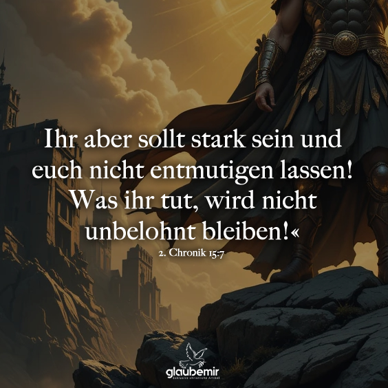 Ihr aber sollt stark sein und euch nicht entmutigen lassen! Was ihr tut, wird nicht unbelohnt bleiben!« Chronik 15:7