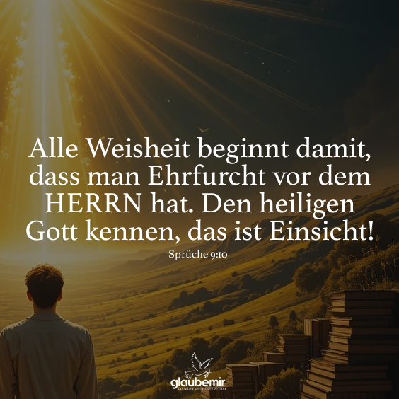 Alle Weisheit beginnt damit, dass man Ehrfurcht vor dem HERRN hat. Den heiligen Gott kennen, das ist Einsicht!