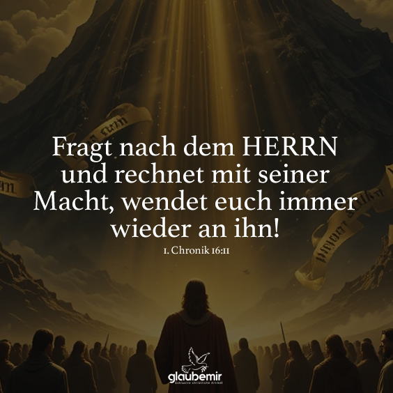 Fragt nach dem HERRN und rechnet mit seiner Macht, wendet euch immer wieder an ihn! 1. Chronik 16:11