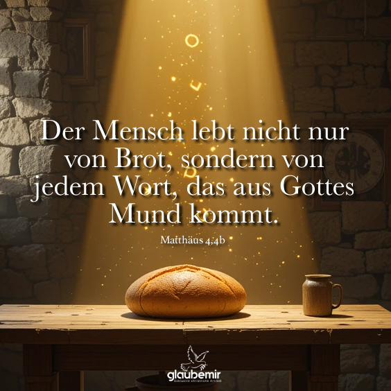 Der Mensch lebt nicht nur von Brot, sondern von jedem Wort, das aus Gottes Mund kommt. Matthäus 4,4b