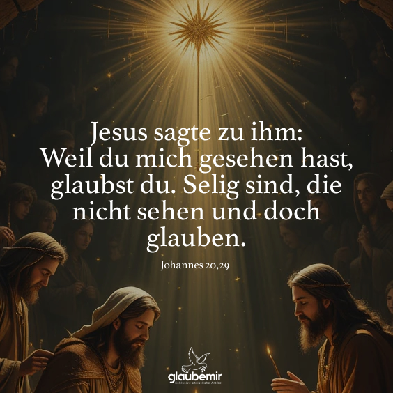 Jesus sagte zu ihm: Weil du mich gesehen hast, glaubst du. Selig sind, die nicht sehen und doch glauben. Johannes 20,29
